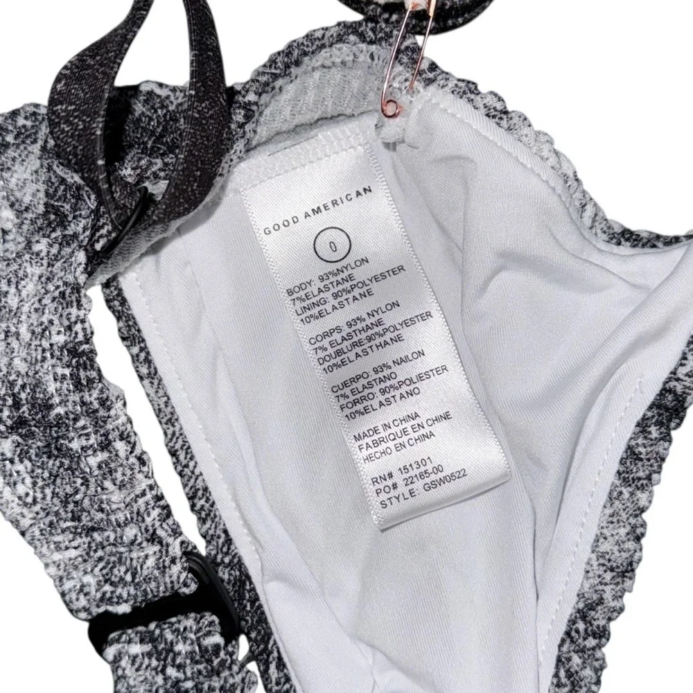 NWT Good American Always Fits Twist Bikini Top Gray Tie Dye Size 0 / XS GSW0522